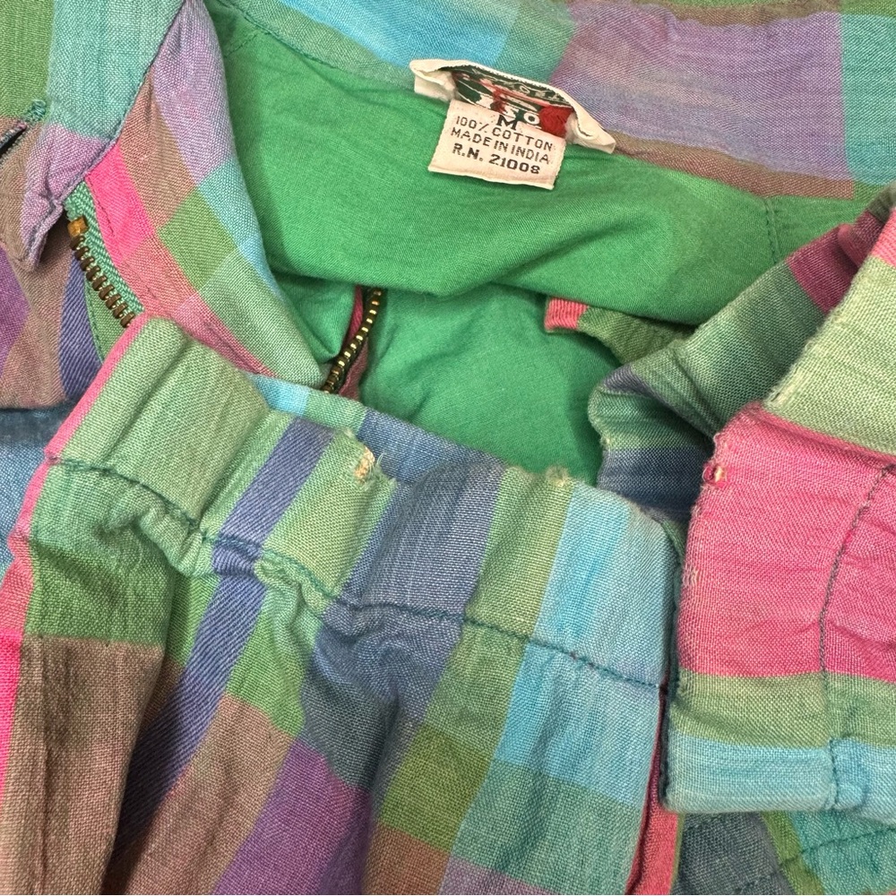 Vintage 80s IZOD Lacoste Madras Plaid Full Zip Bomber Jacket Men’s Medium - Picture 12 of 12